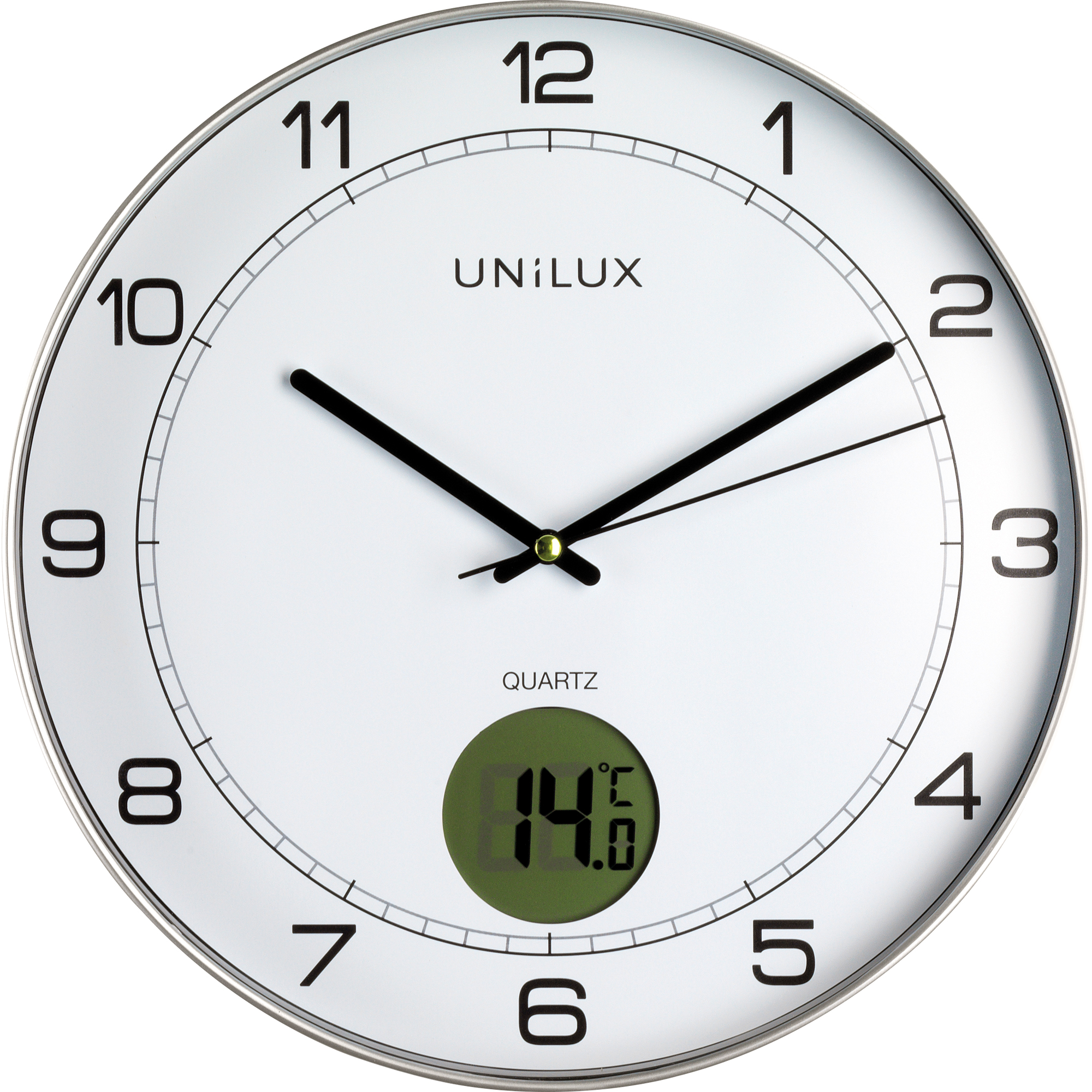 UNILUX Wanduhr Tempus 30,5cm Kunststoff metallgrau