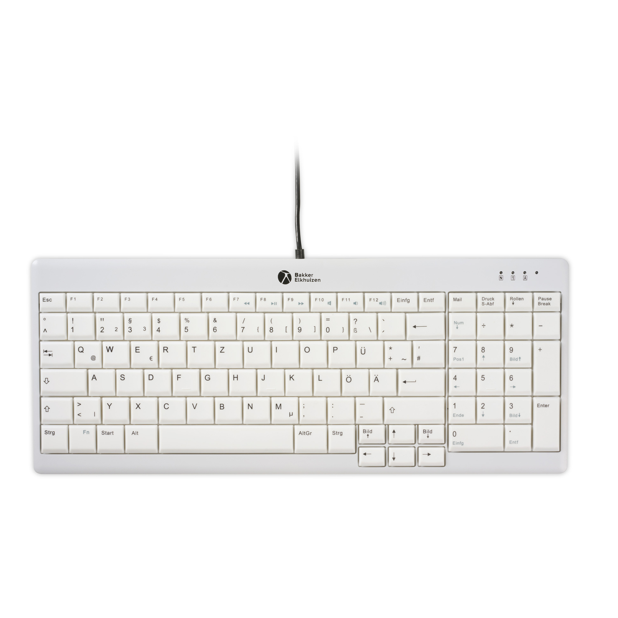 BakkerElkhuizen Tastatur UltraBoard 960 V2 Windows®, Mac universell USB-C inkl. USB-C/USB-A Adapter, Schutztasche hellgrau/dunkelgrau