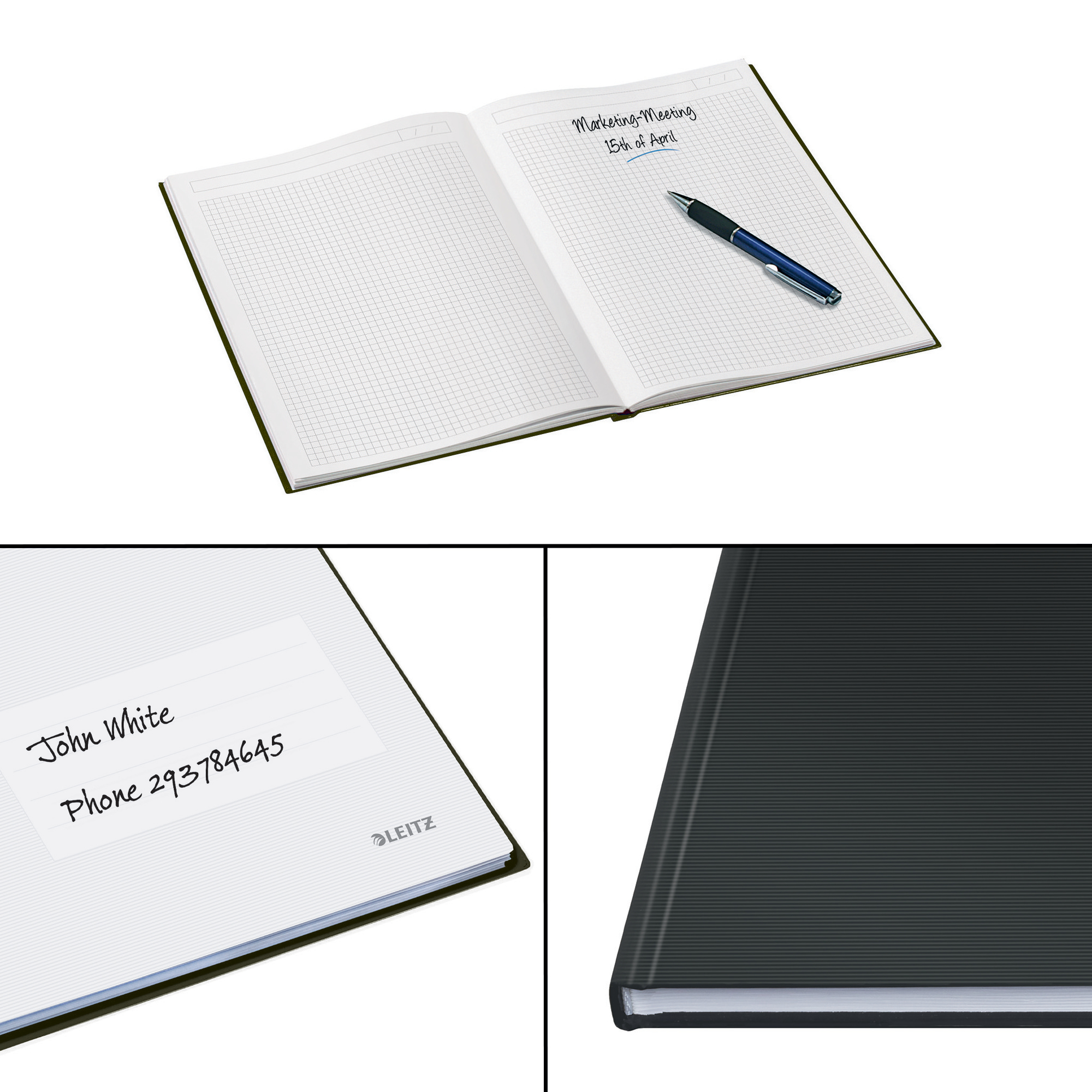 Leitz Notizbuch Solid DIN A5 liniert schwarz 80 Bl.