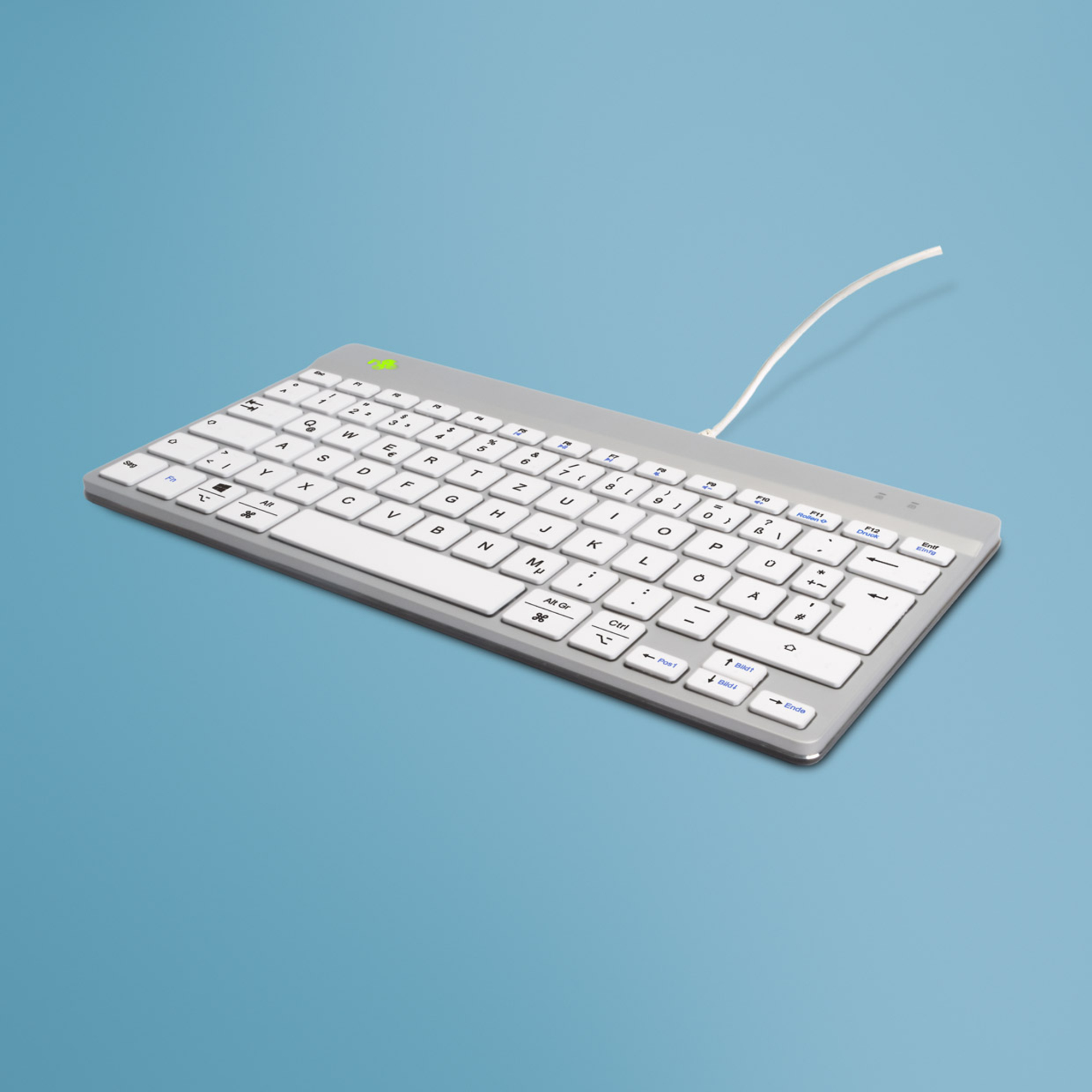 R-Go Tools Tastatur Compact Break Windows®, Mac universell USB-C inkl. USB-C/USB-A Adapter weiß