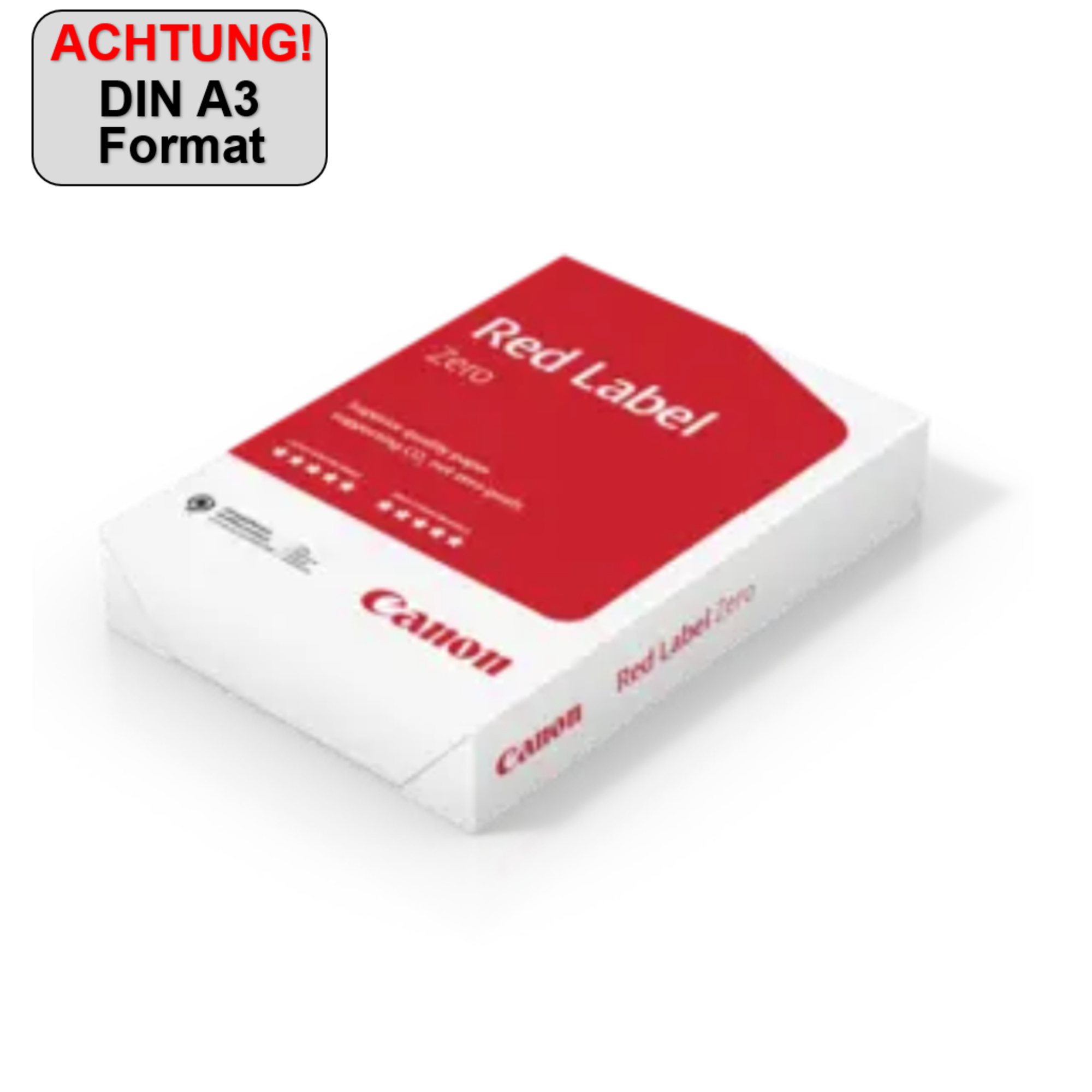 Canon Kopierpapier Red Label Zero DIN A3 80g/m² elementar chlorfrei gebleicht weiß 500 Bl./Pack.