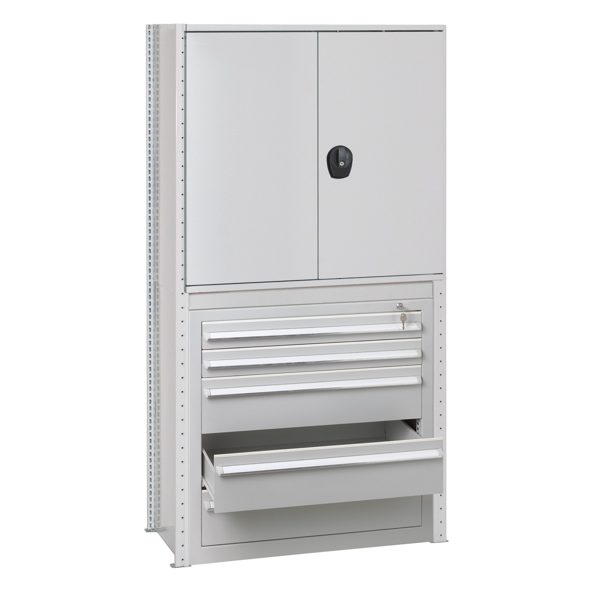 SCHULTE Regalschrank MULTIplus150 1.000 x 2.000 x 500mm (B x H x T) 3 Fachböden Flügeltür ohne Rollen Stahl, verzinkt silber