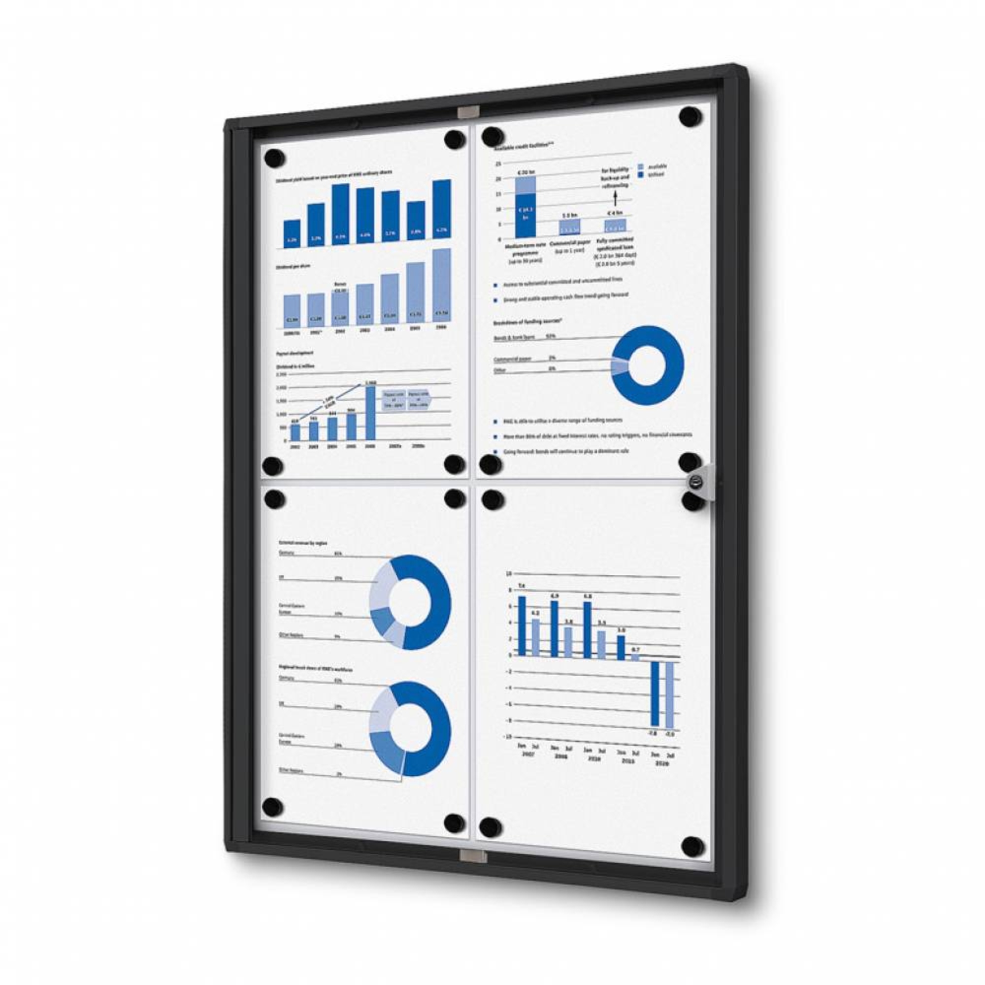 Showdown® Displays Schaukasten Economy Innenbereich 49,1 x 65,5 x 2,6 cm (B x H x T) 4 x DIN A4 mit Schloss Aluminium/Kunststoff schwarz