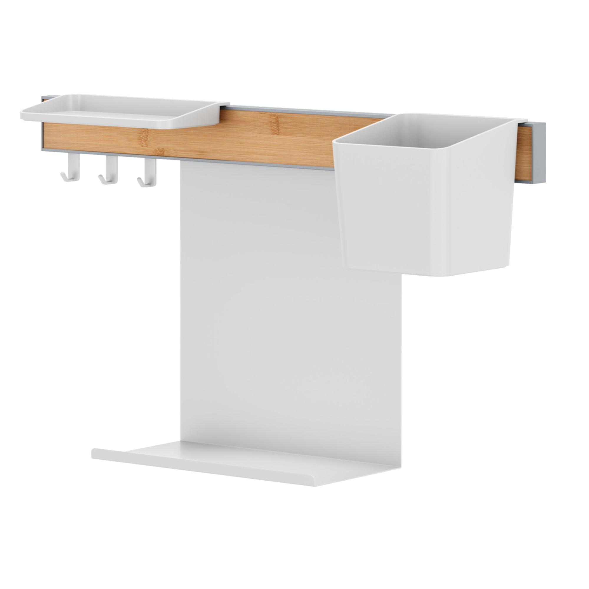 tesa® Küchenorganizer Kombi Set S 60 x 34 x 15 cm (B x H x T) Reling (6 x 60 x 2 cm), Kräutertopf (13,5 x 13,5 x 14 cm), 3 Haken (5 x 1,5 x 2 cm), große Ablage (28,5 x 19,5 x 14 cm), kleine Ablage (2 x 19,5 x 10 cm), Wasserwaage