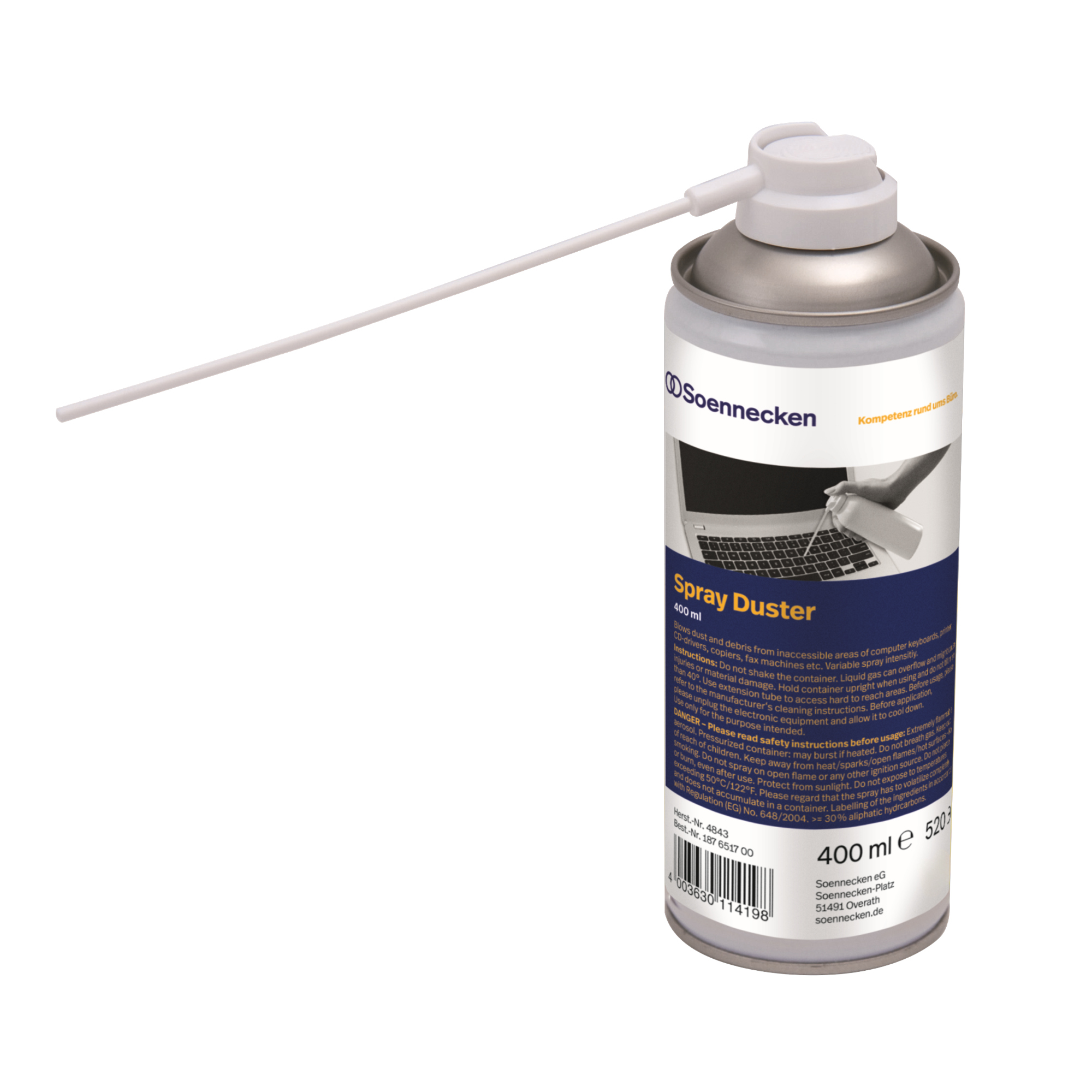 Soennecken Druckgasspray Kunststoffteile, lackierte Oberflächen, Tastaturen leicht entflammbar brennbar 400ml
