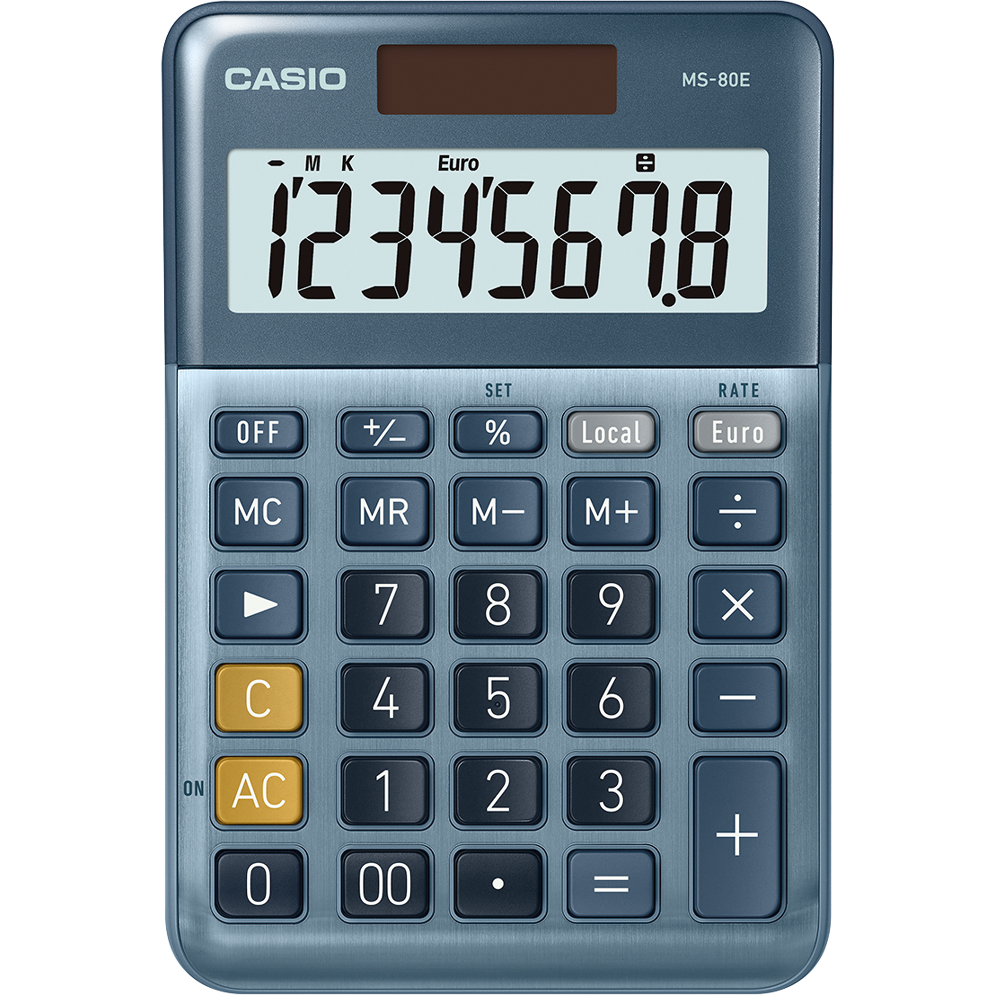 CASIO® Tischrechner MS-80E 101 x 28 x 149 mm (B x H x T) Batterie, Solar-Energie silber/grau