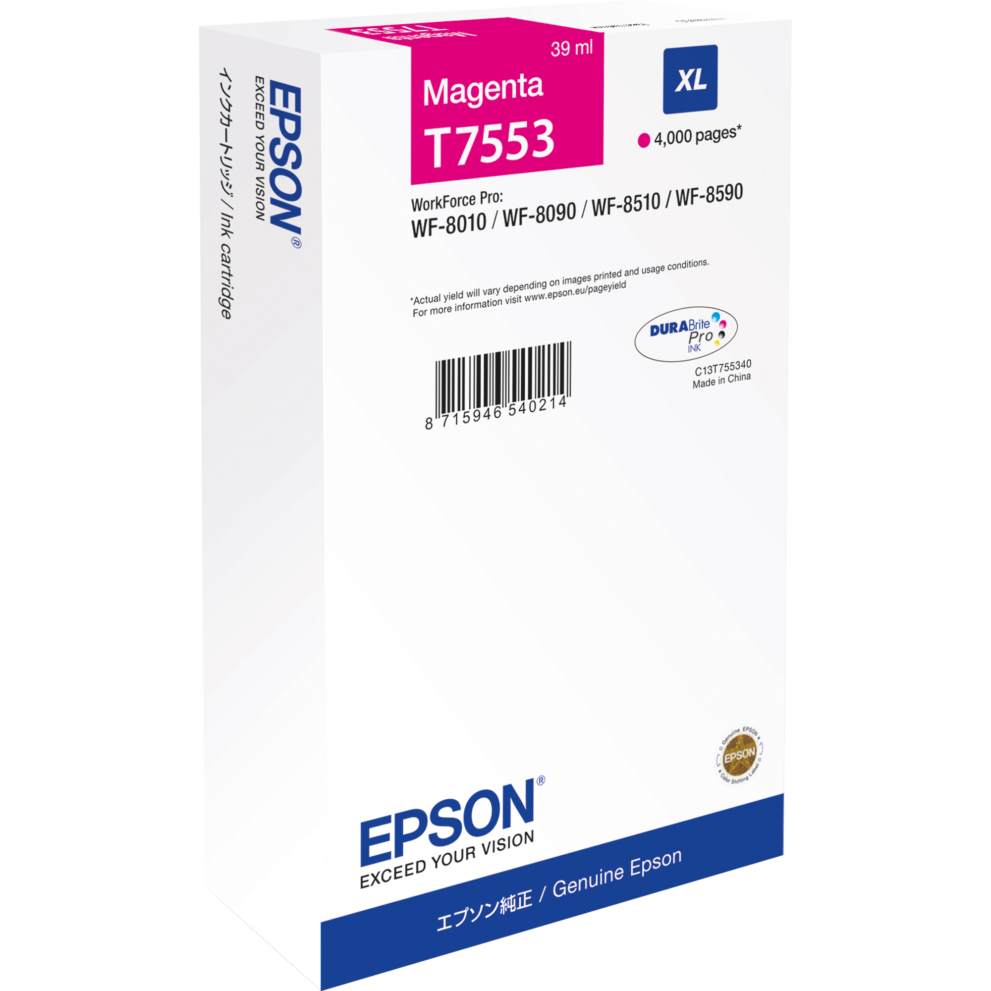 Epson Tintenpatrone Originalzubehör T7553 ca. 4.000 Seiten magenta 39ml
