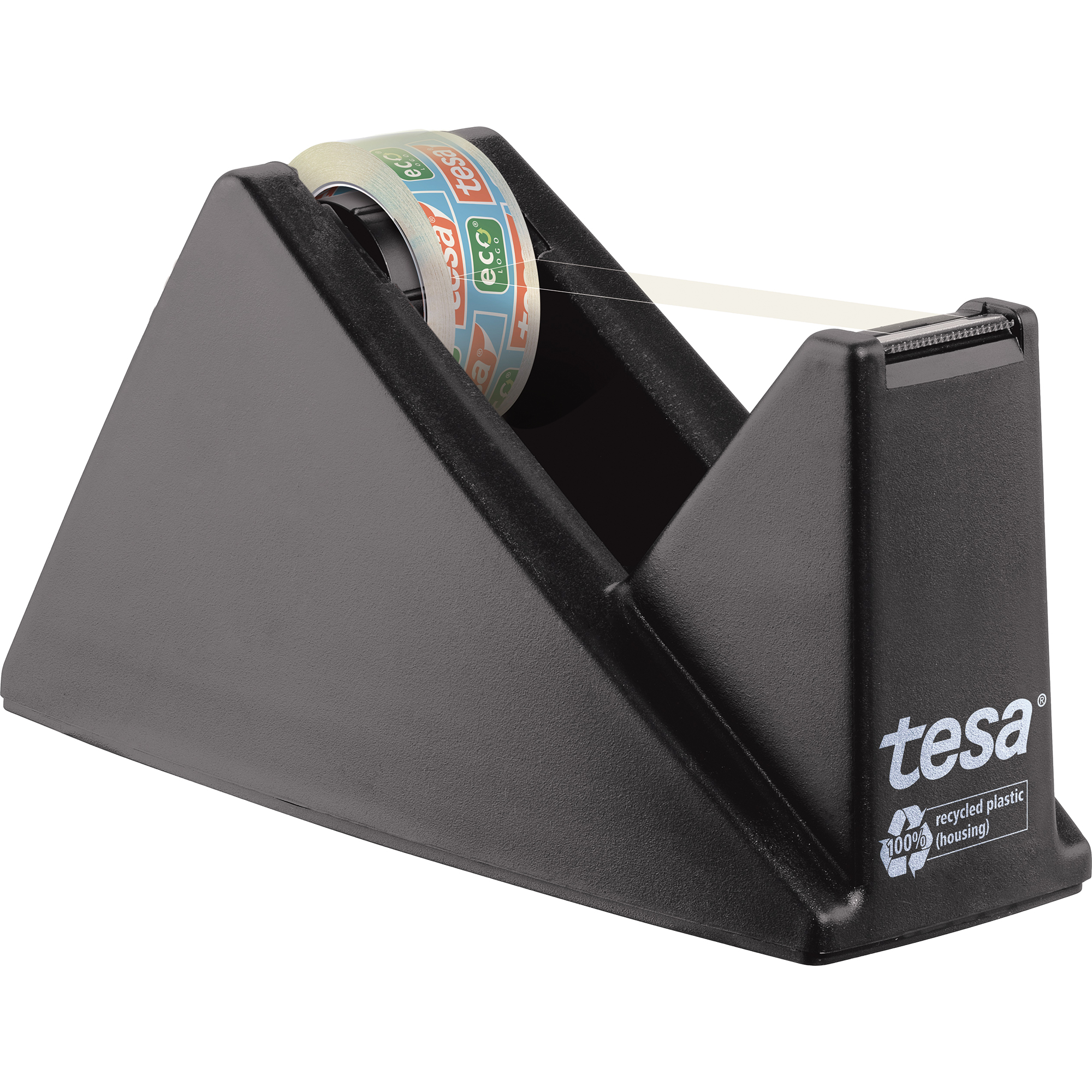 tesa® Tischabroller Easy Cut® Economy ecoLogo® Promo 19 mm x 33 m (B x L) inkl. 1 Rolle tesafilm® Eco & Clear, 15 mm x 10 m (B x L) ohne Lösungsmittel schwarz