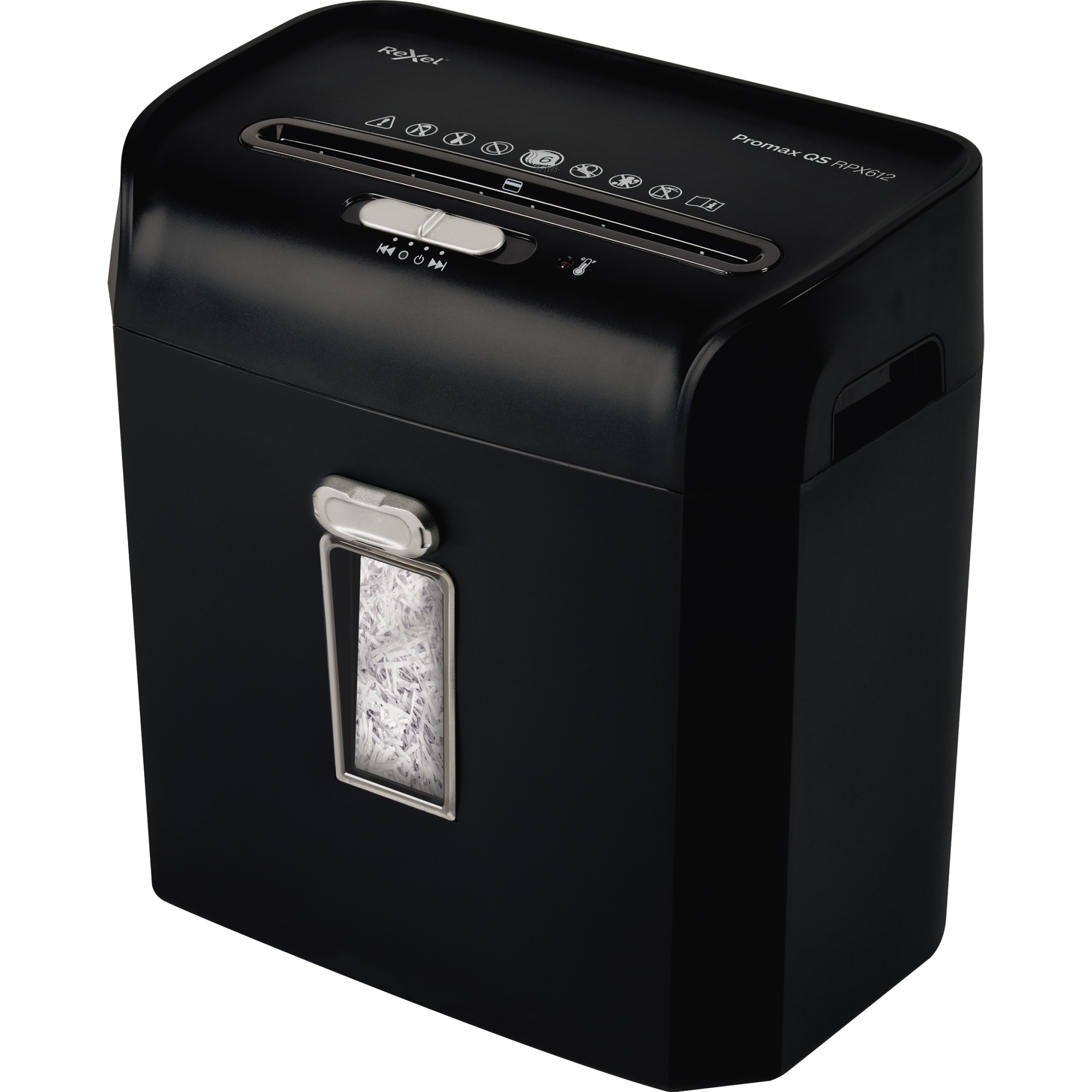 Rexel® Aktenvernichter ProMax RPX612 P-4 Papier, Heftklammern, Büroklammern, Kreditkarten Partikelschnitt schwarz
