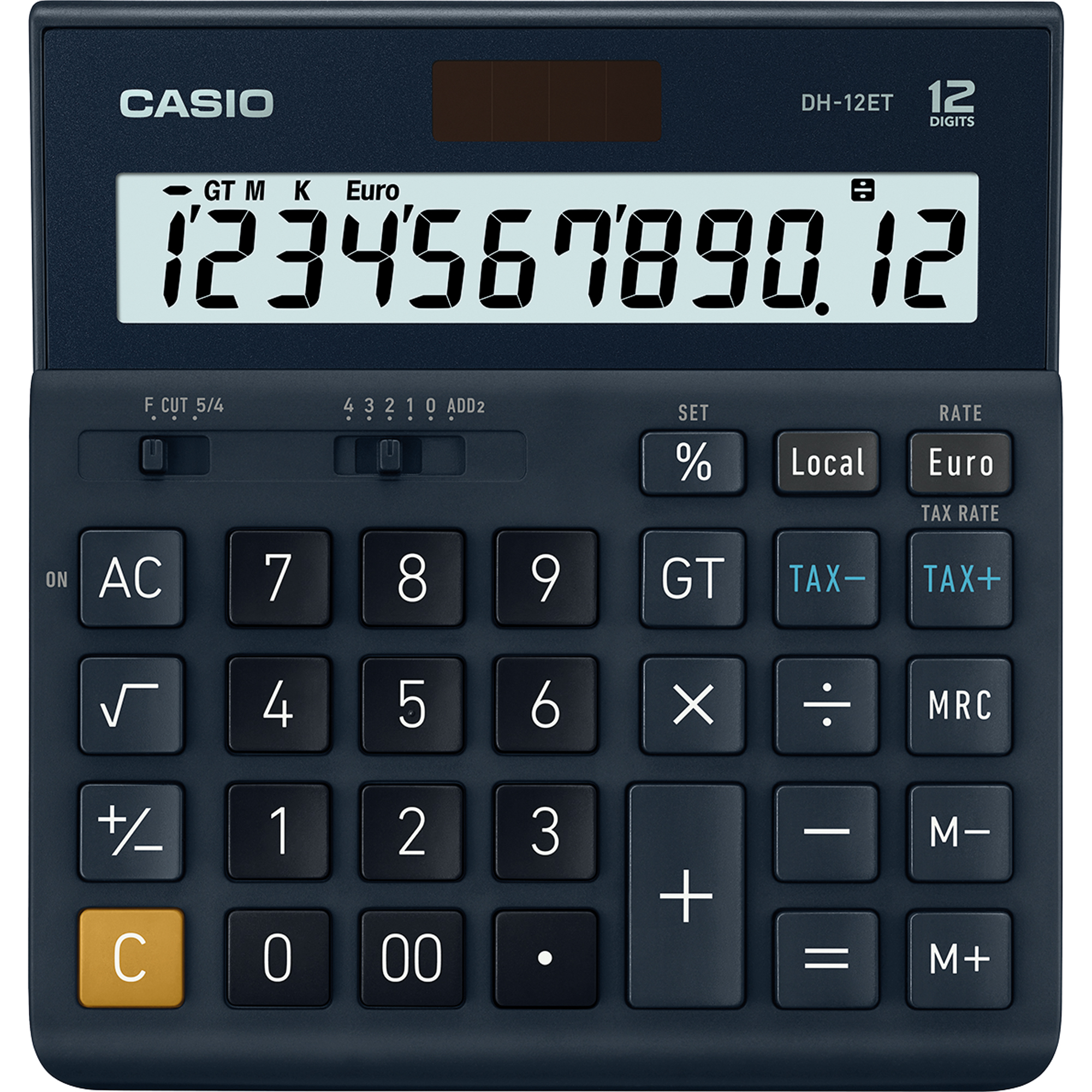 CASIO® Tischrechner DH-12ET 151 x 29 x 159 mm (B x H x T) Batterie, Solar-Energie schwarz