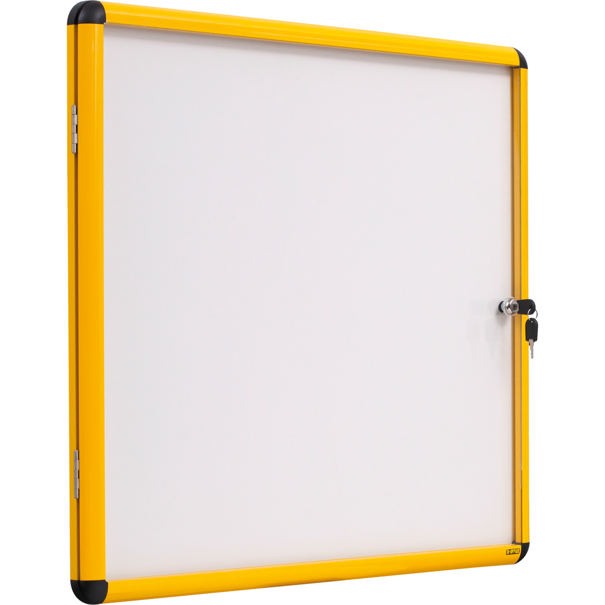 Bi-office Schaukasten Enclore Ultrabrite Innenbereich 70 x 67 x 3,5 cm (B x H x T) 6 x DIN A4 mit Schloss Aluminium gelb