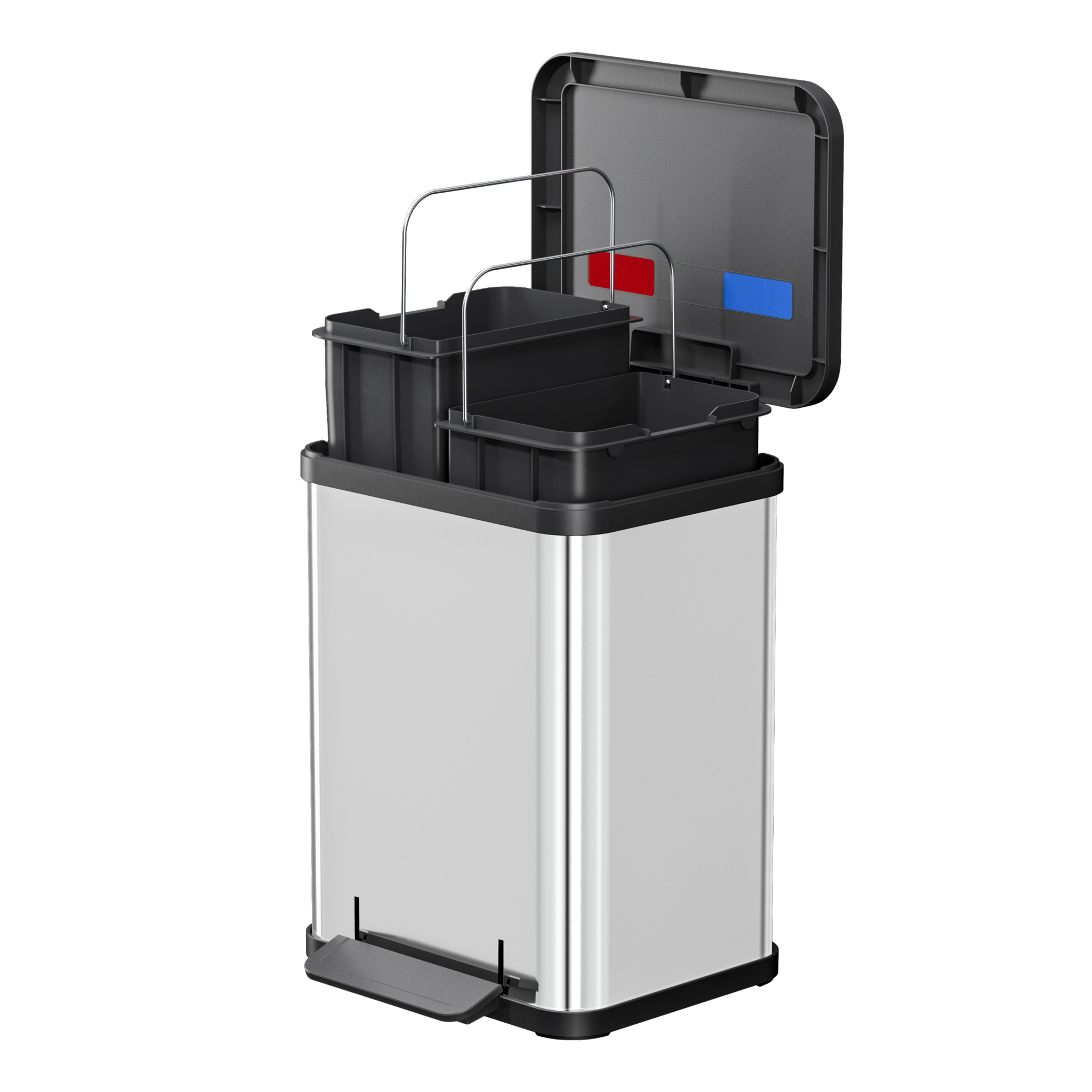Hailo Tretabfalleimer Öko duo Plus M 32 x 43 x 33 cm (B x H x T) 2 x 9l Edelstahl edelstahl