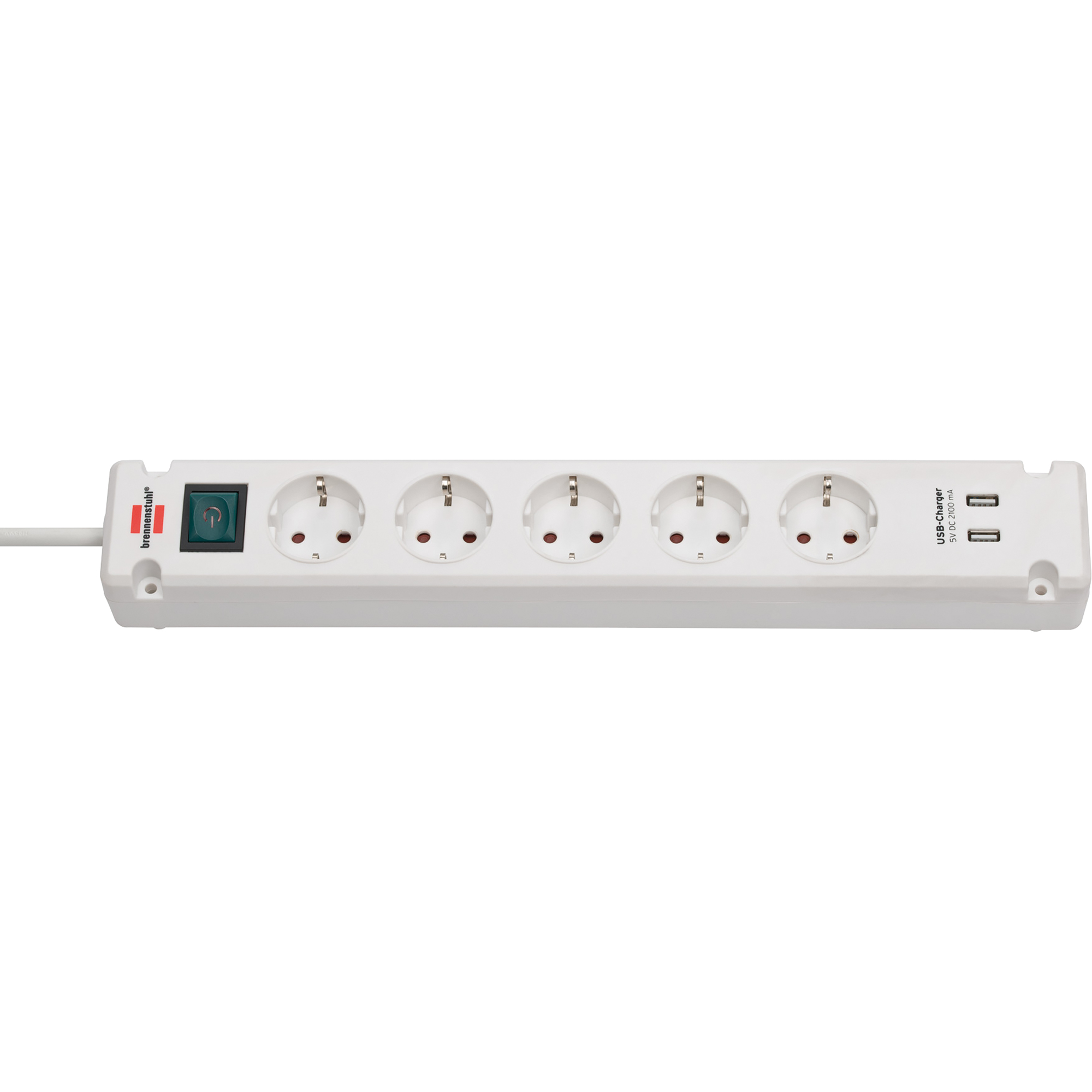 brennenstuhl® Steckdosenleiste Bremounta 5 Steckdosen 2 USB-Ports weiß