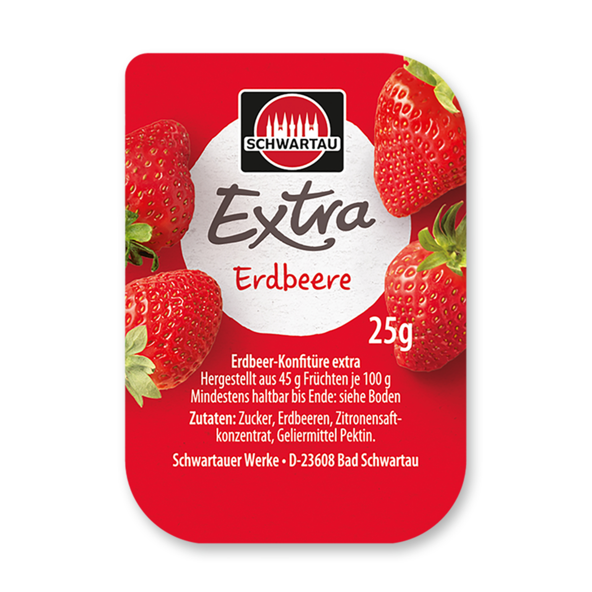 Schwartau Brotaufstrich Extra Konfitüre Erdbeer Portionsschale 100 x 25 g/Pack.