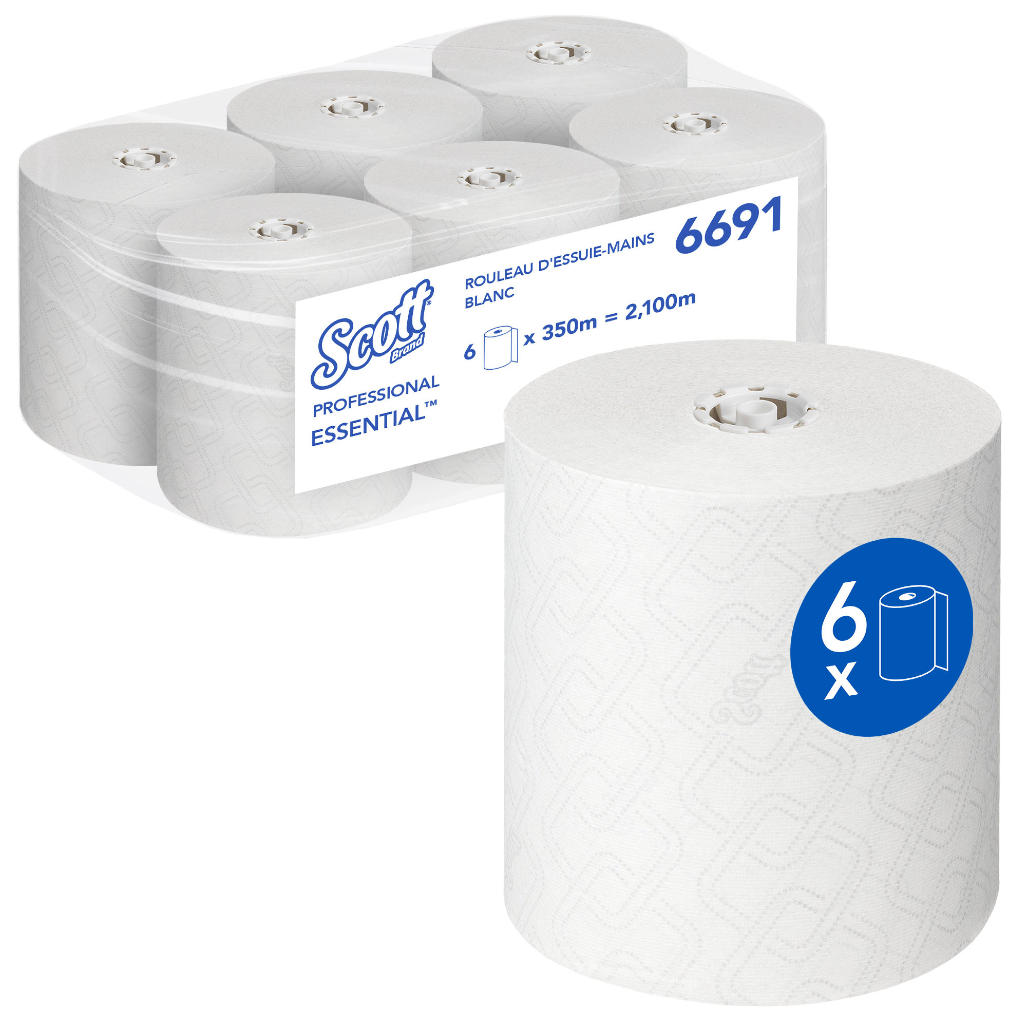 Scott® Handtuchrolle Essential™ 19,8 cm x 350 m (B x L) Airflex™ weiß 6 Rl./Pack.