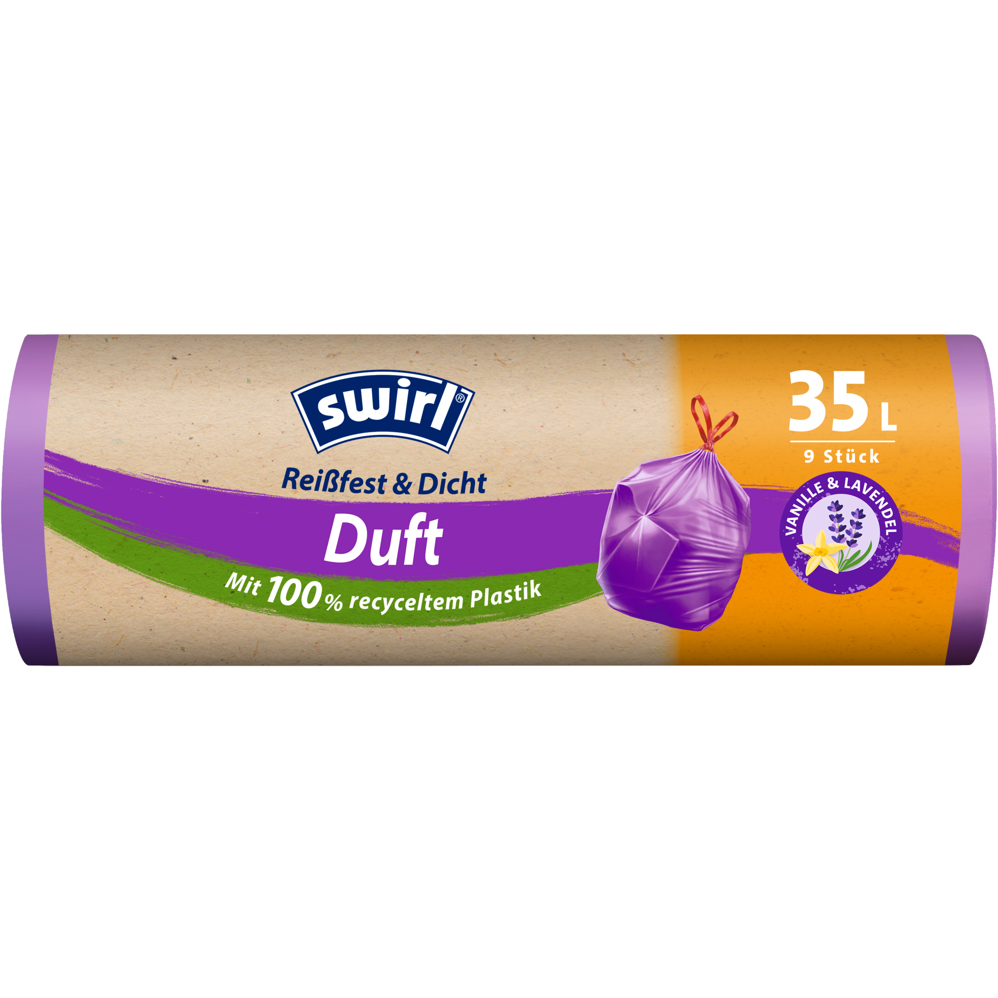 Swirl Müllbeutel 55 x 63 cm (B x H) 35l Plastik, 100 % recycelt lila 9 St./Pack.