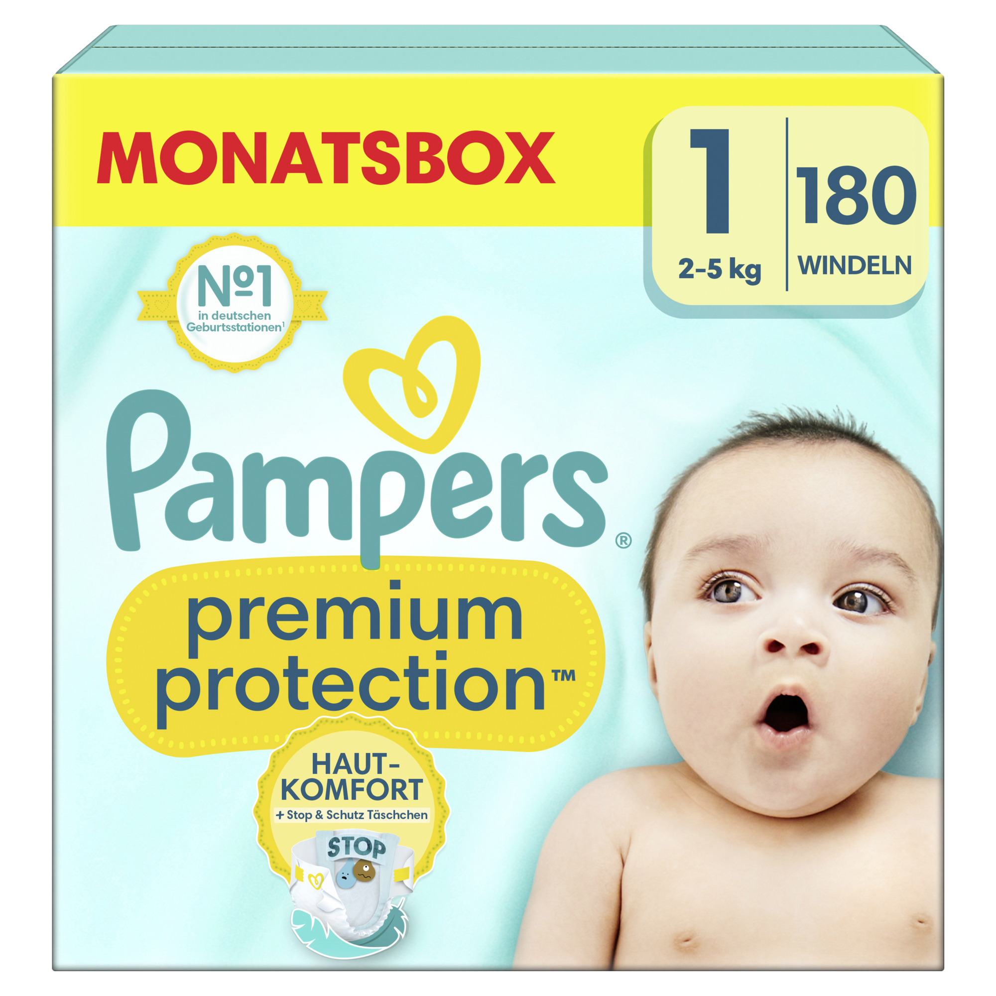 Pampers Windeln Premium Protection 1 (2-5 kg) 180 St./Pack.