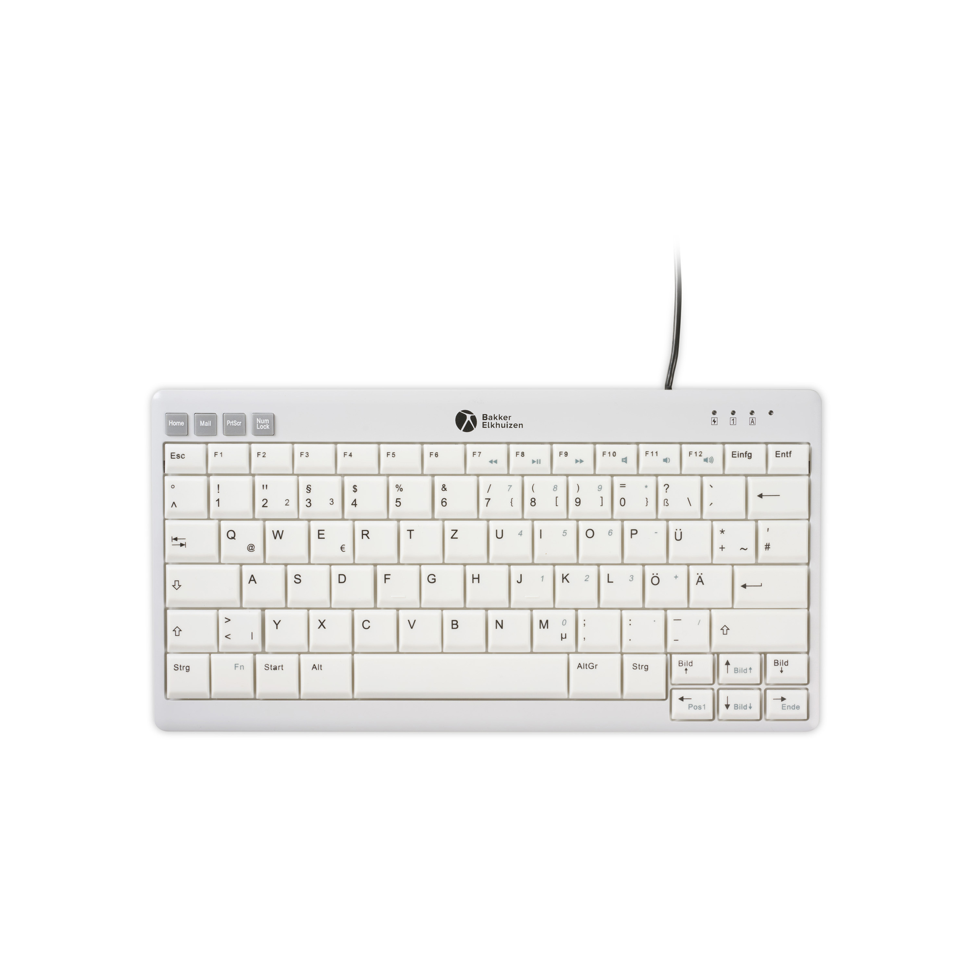 BakkerElkhuizen Tastatur UltraBoard 950 V2 Windows®, Mac universell USB-C inkl. USC/USB-A Adapter, Schutztasche hellgrau/dunkelgrau
