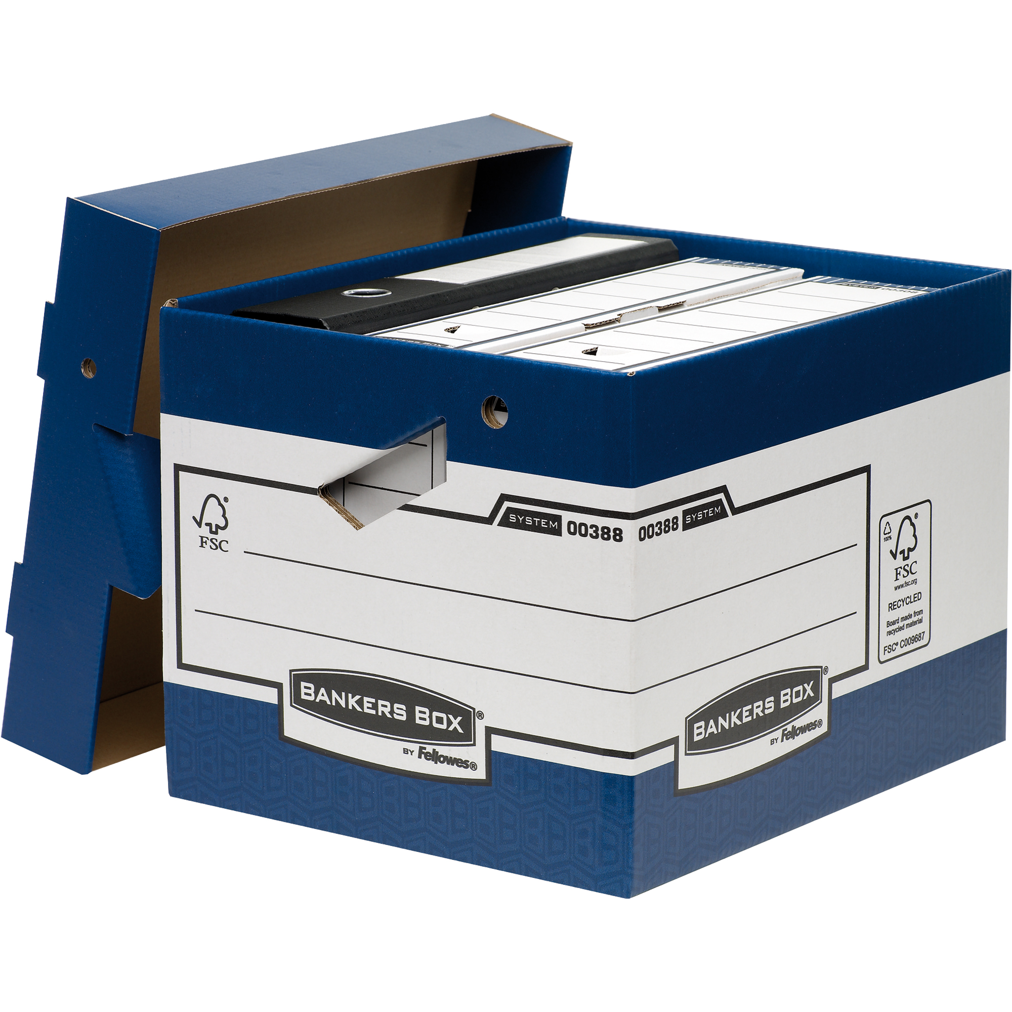 Bankers Box® Archivbox System Heavy Duty ERGO-Box™ 33,5 x 29,2 x 40,4 cm (B x H x T) DIN A4, DIN A4+ mit Archivdruck Karton, 100 % recycelt blau/weiß