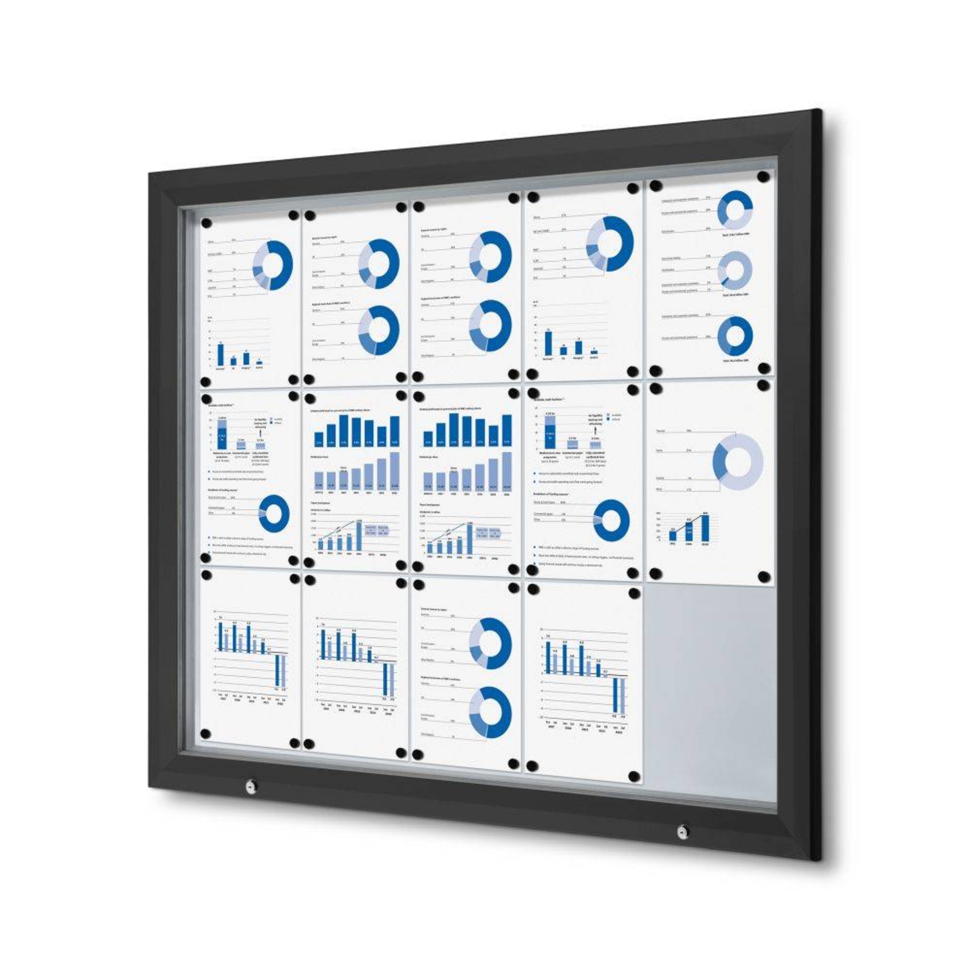 Showdown® Displays Schaukasten Outdoor Außenbereich 124,3 x 106,5 x 4,7 cm (B x H x T) 15 x DIN A4 mit Schloss Aluminium schwarz