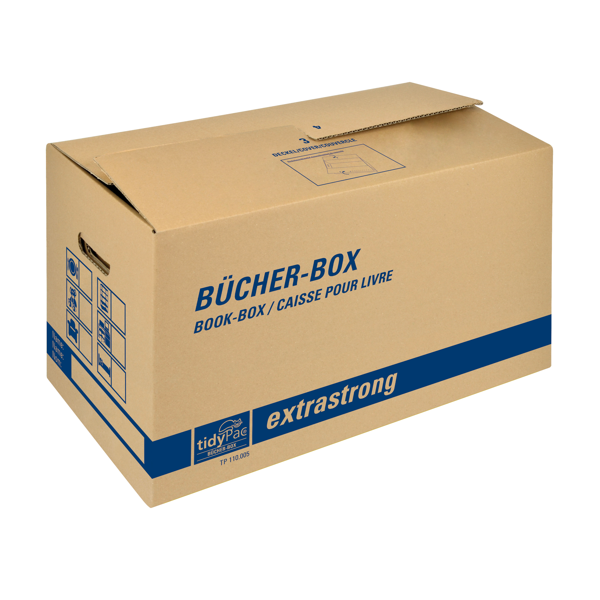tidyPac® Umzugskarton Bücherbox 57,5 x 29,5 x 33,5 cm (B x H x T) 30kg Wellpappe braun