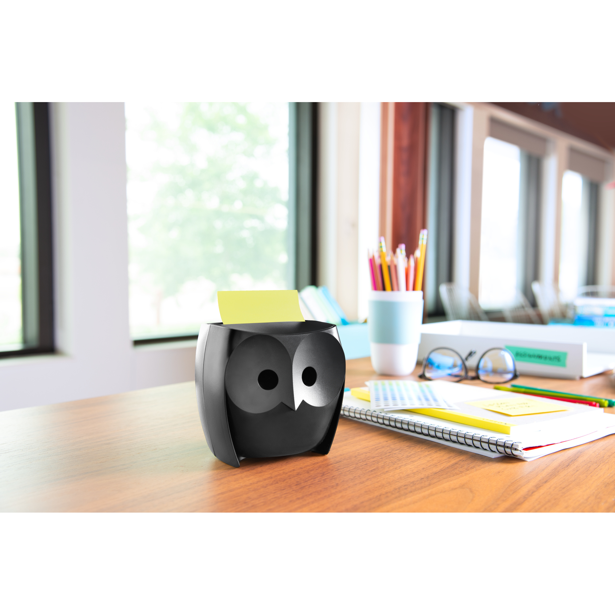 Post-it® Haftnotizspender Super Sticky Z-Notes Eule 76 x 76 mm (B x H) Kunststoff schwarz