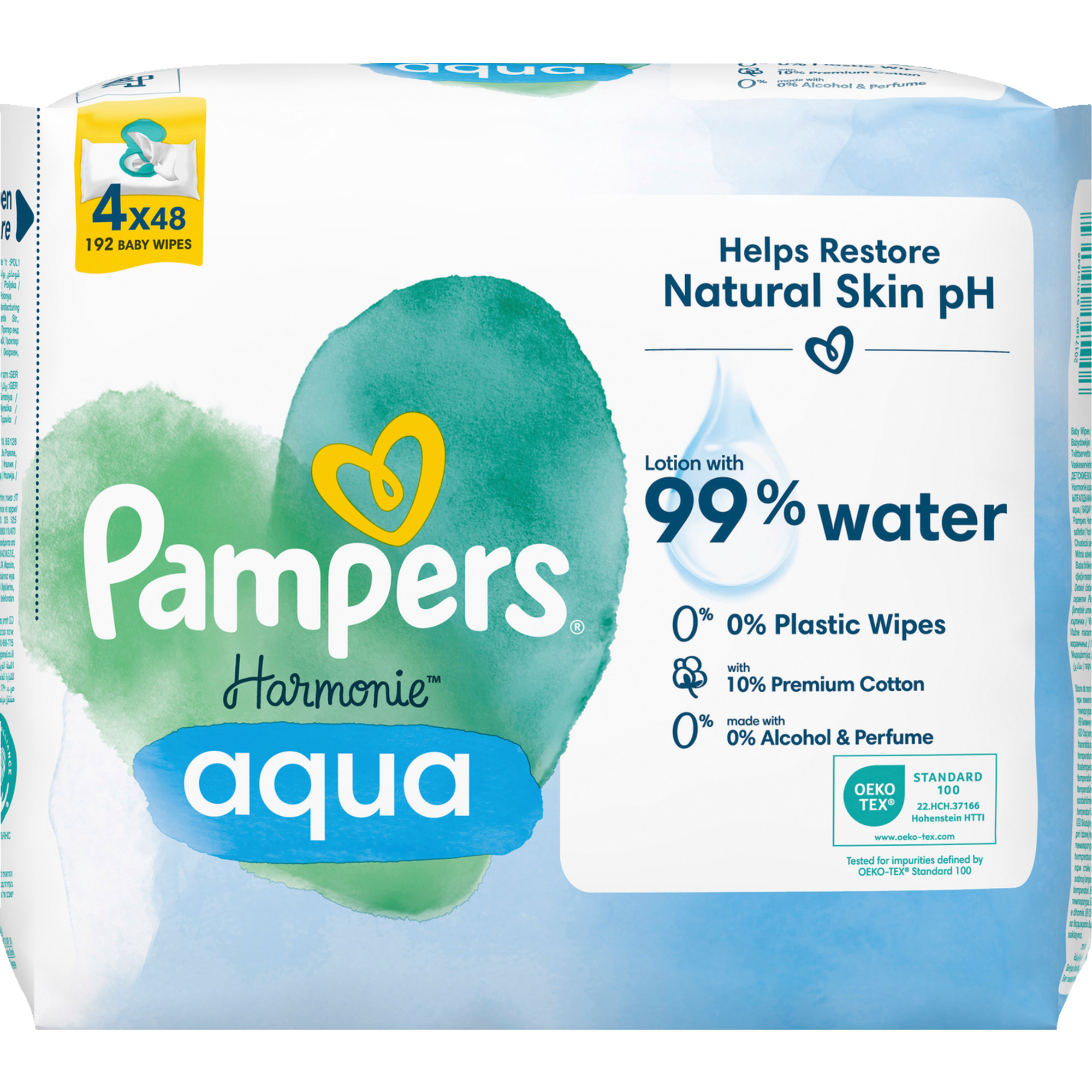 Pampers Feuchttücher Harmonie™ Aqua 4 x 48 St./Pack.