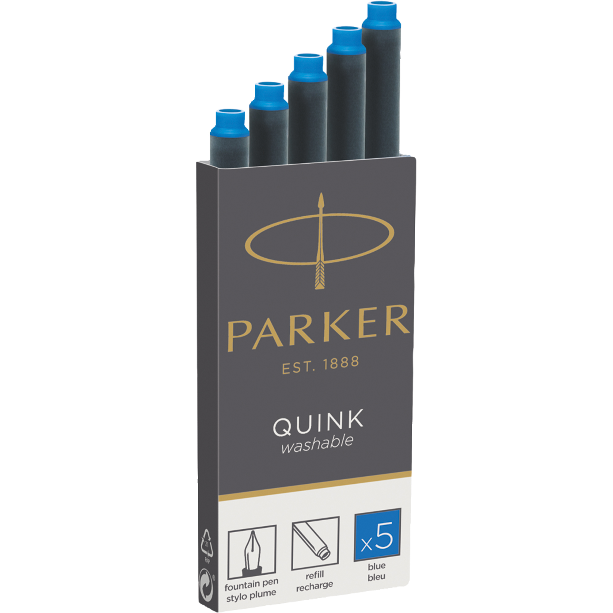 Parker Tintenpatrone QUINK Großraumtintenpatrone QUINK löschbar königsblau 5 St./Pack.