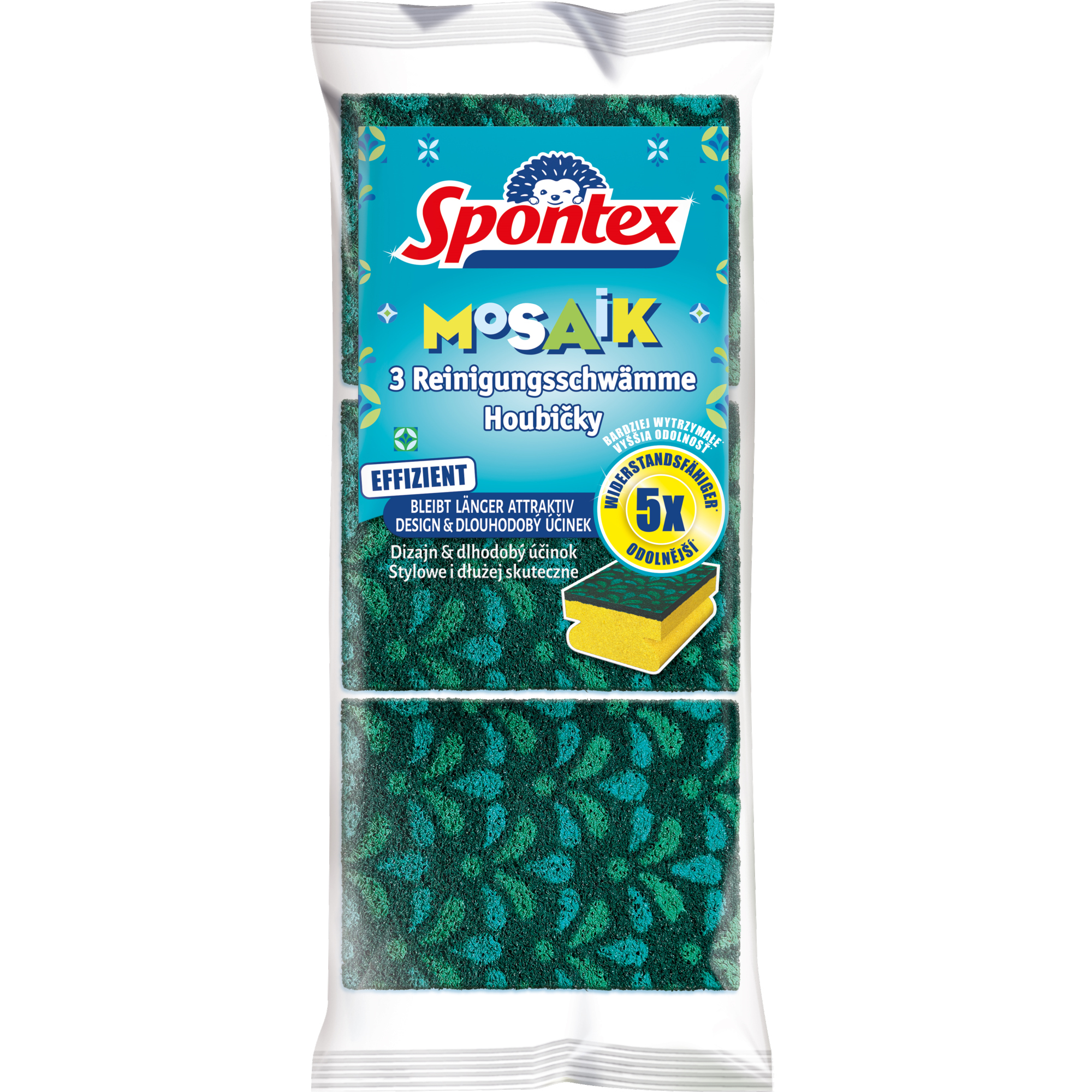 Spontex Reinigungsschwamm Mosaik 12 x 25 x 4 cm (B x H x T) Polyurethanschaum/Polyester/Polyamid/Mineralstoffe grün 3 St./Pack.