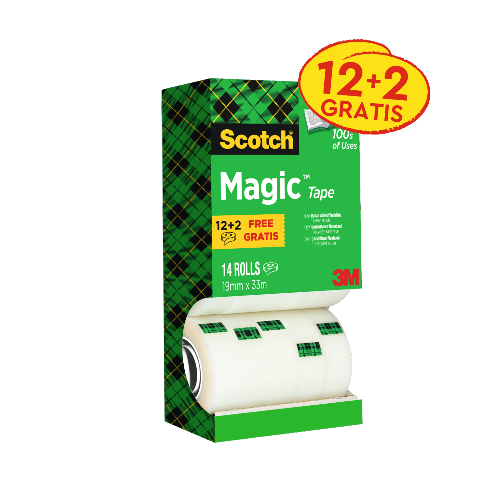 Scotch® Klebefilm Magic™ 810 19 mm x 33 m (B x L) einseitig klebend mit Lösungsmittel Zelluloseacetat transparent 14 St./Pack.